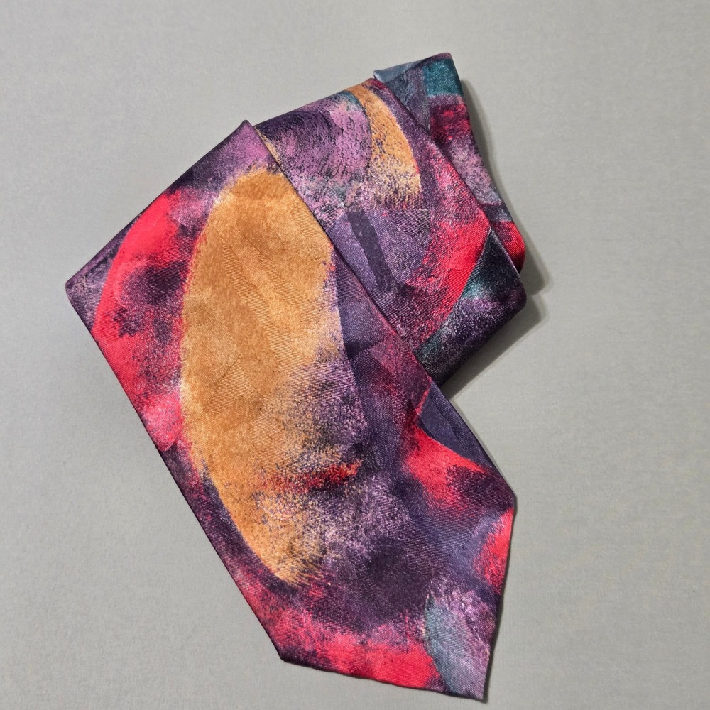 Towncraft Abstract Art Silk Necktie Multicolor Vintage USA Painterly 3.75x57
